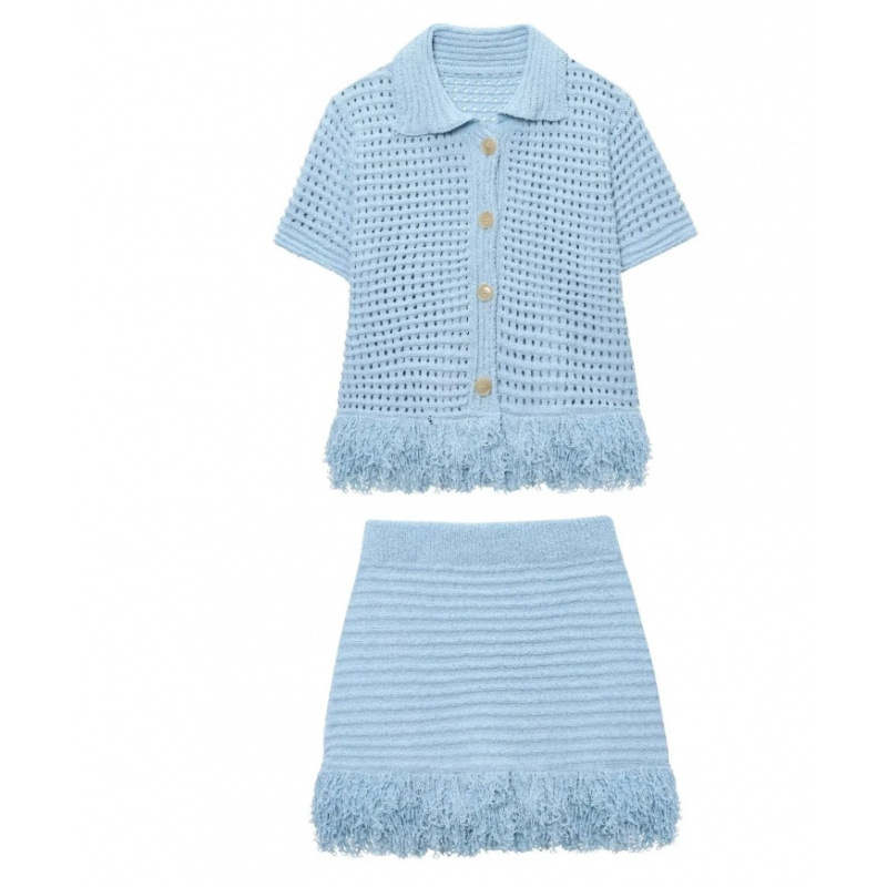Ensemble jupe à franges tricotée Demetra