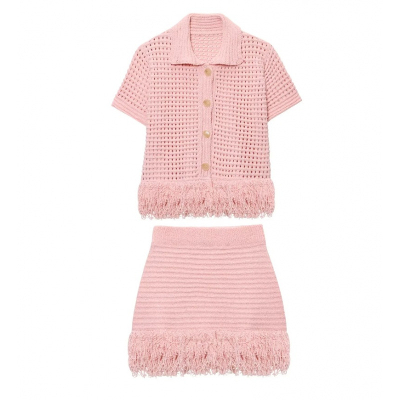 Ensemble jupe à franges tricotée Demetra