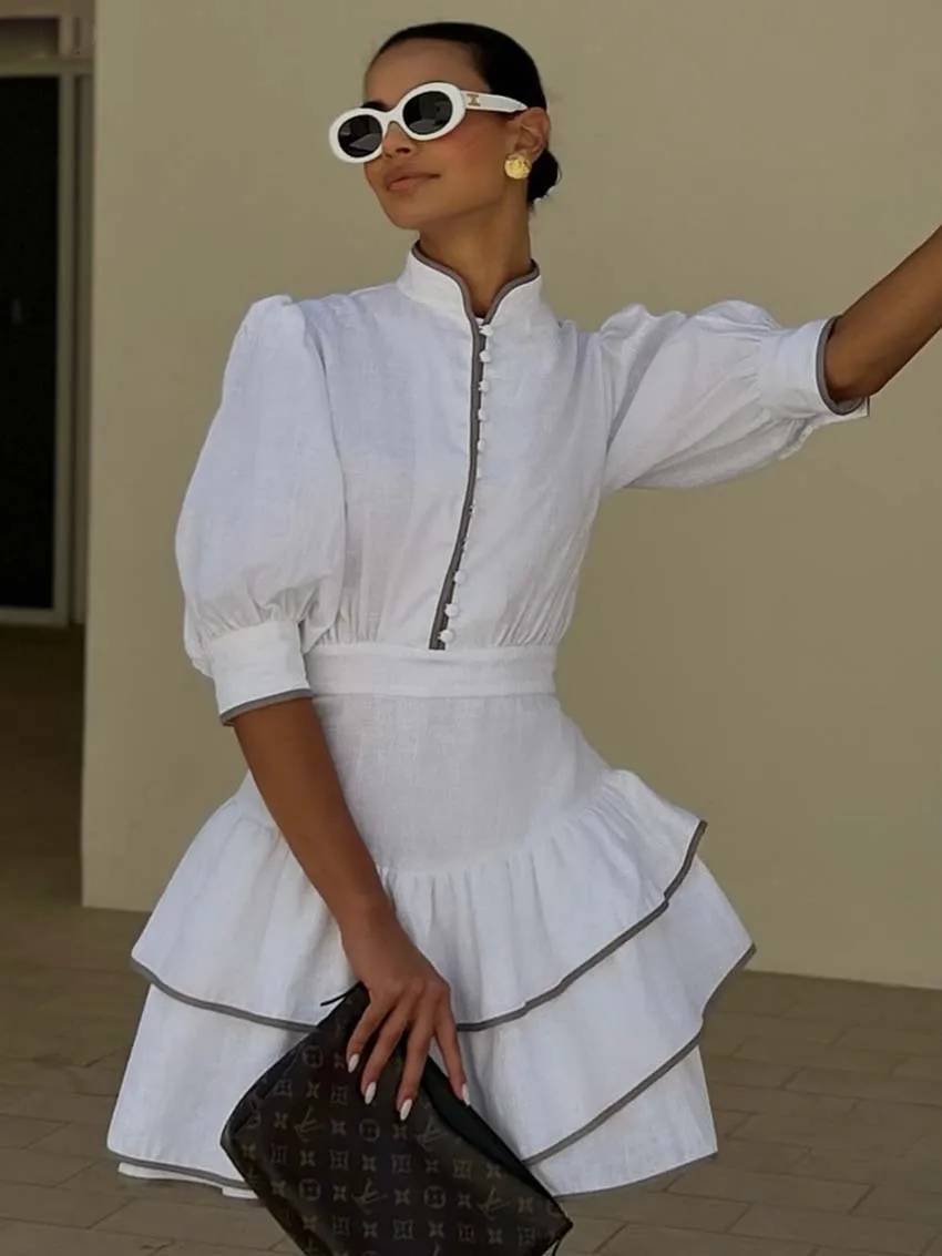 Sofia Patchwork robe mini col roulé