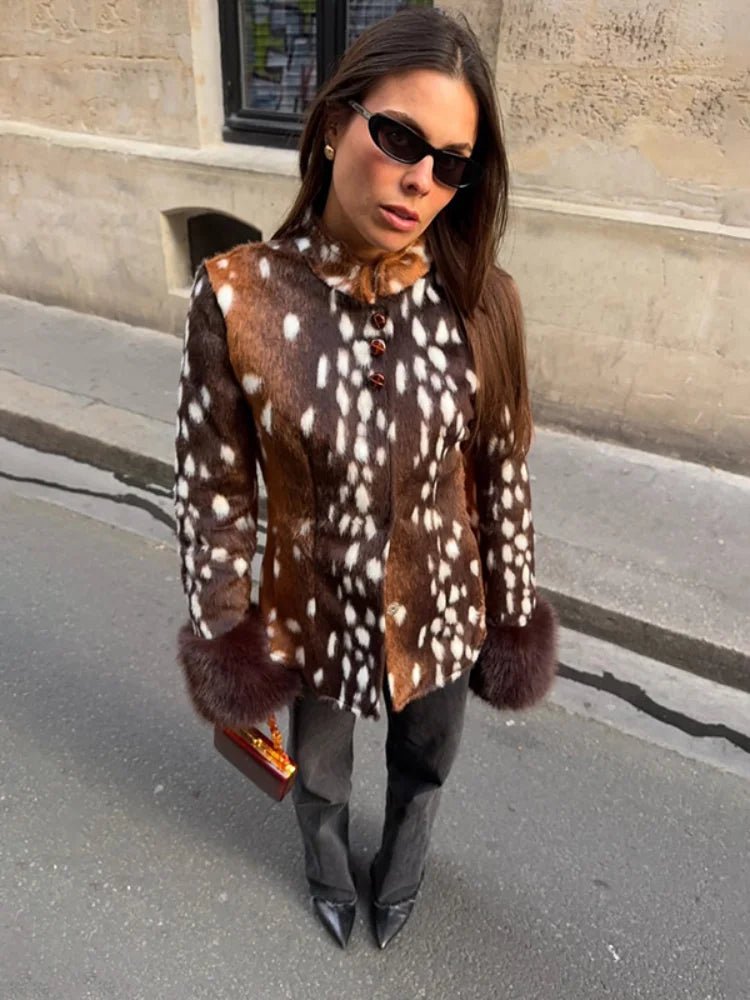 ZEYA - Anne Contrast Cuff Faux Fur Jacket
