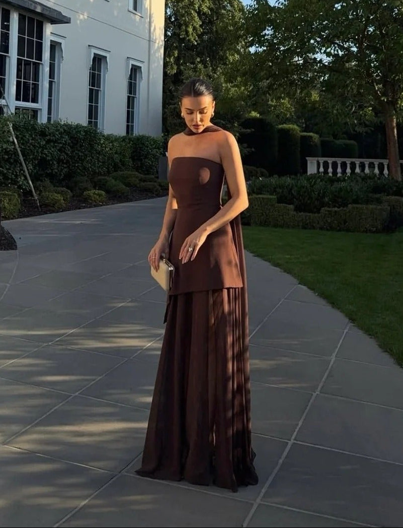 Sophia robe maxi asymétrique transparente
