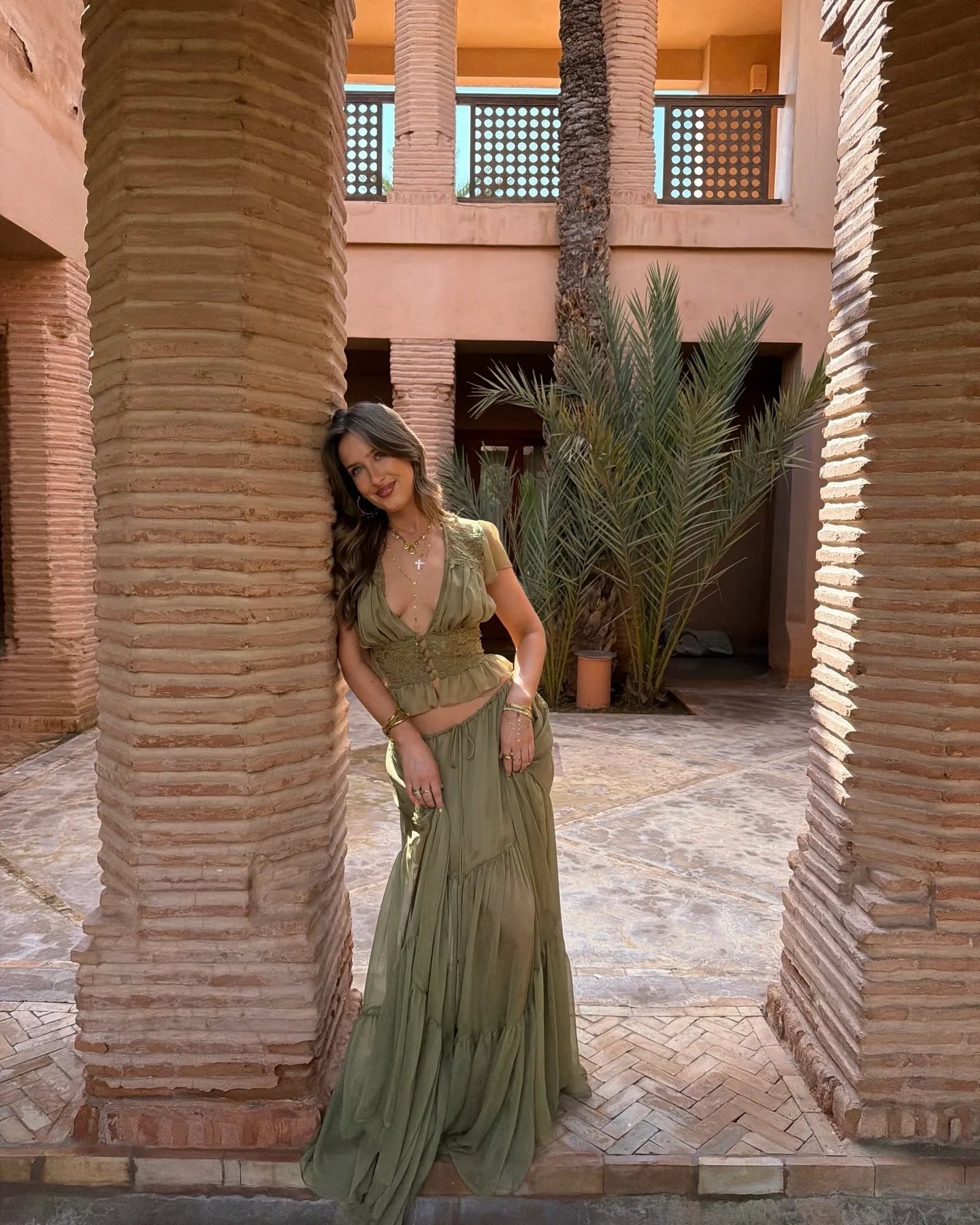 Nella Lace Chiffon Top & Skirt Set