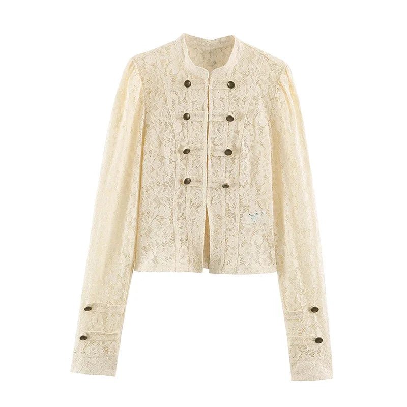Giacca patchwork in pizzo trasparente Esther