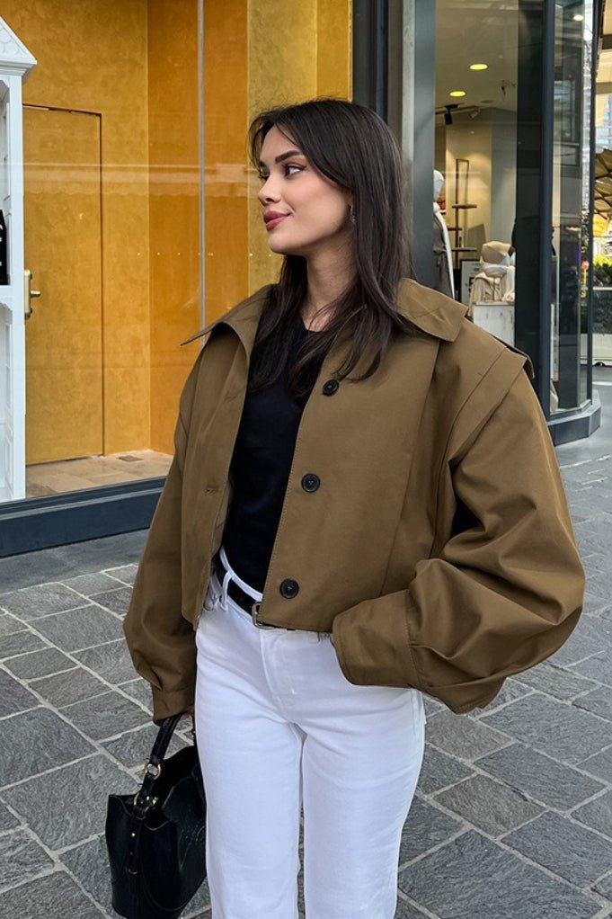 Julia Cropped Utility-Jacke mit Falten