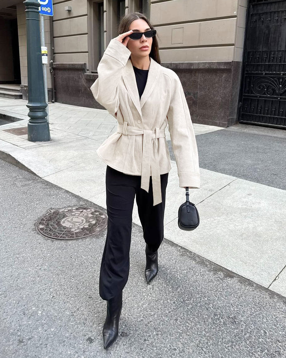 Trench-coat en daim ceinturé Annie