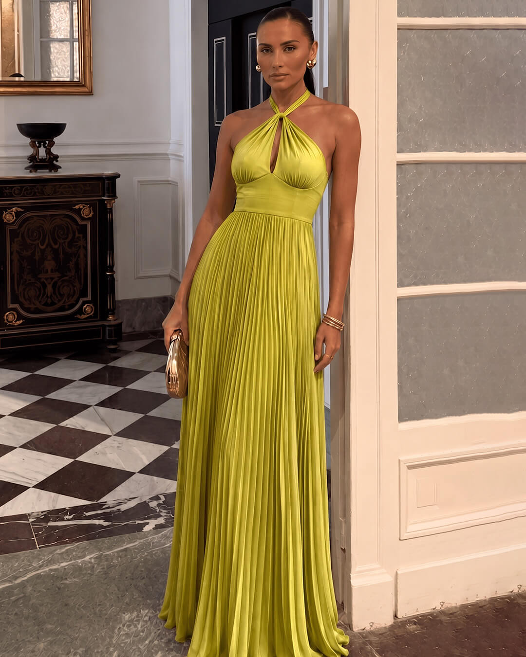 Melissa.halter.plissé.maxi