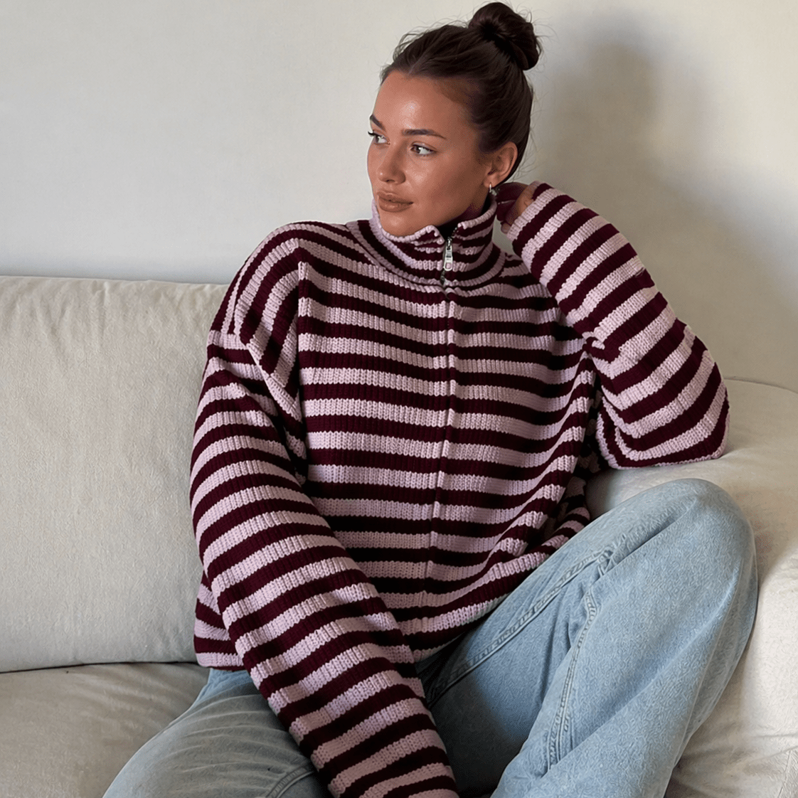Adinda Strick Zip Sweater