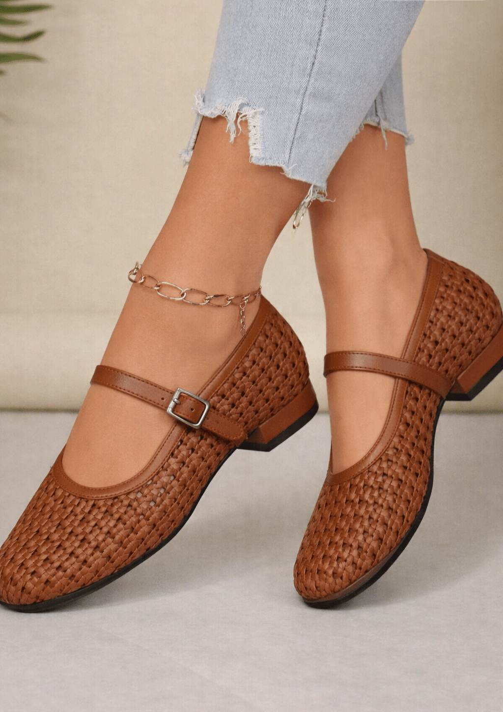 ZEYA - Ella Woven Mesh Mary Jane Flats