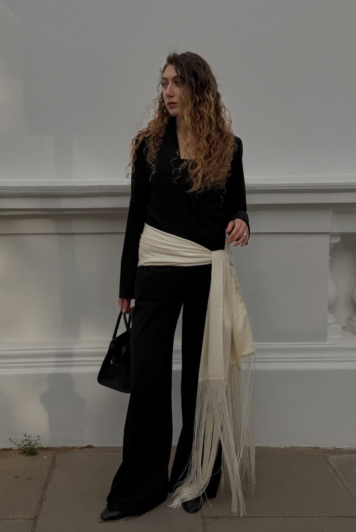 ZEYA - Amelie Fringe Tassel Satin Scarf Belt
