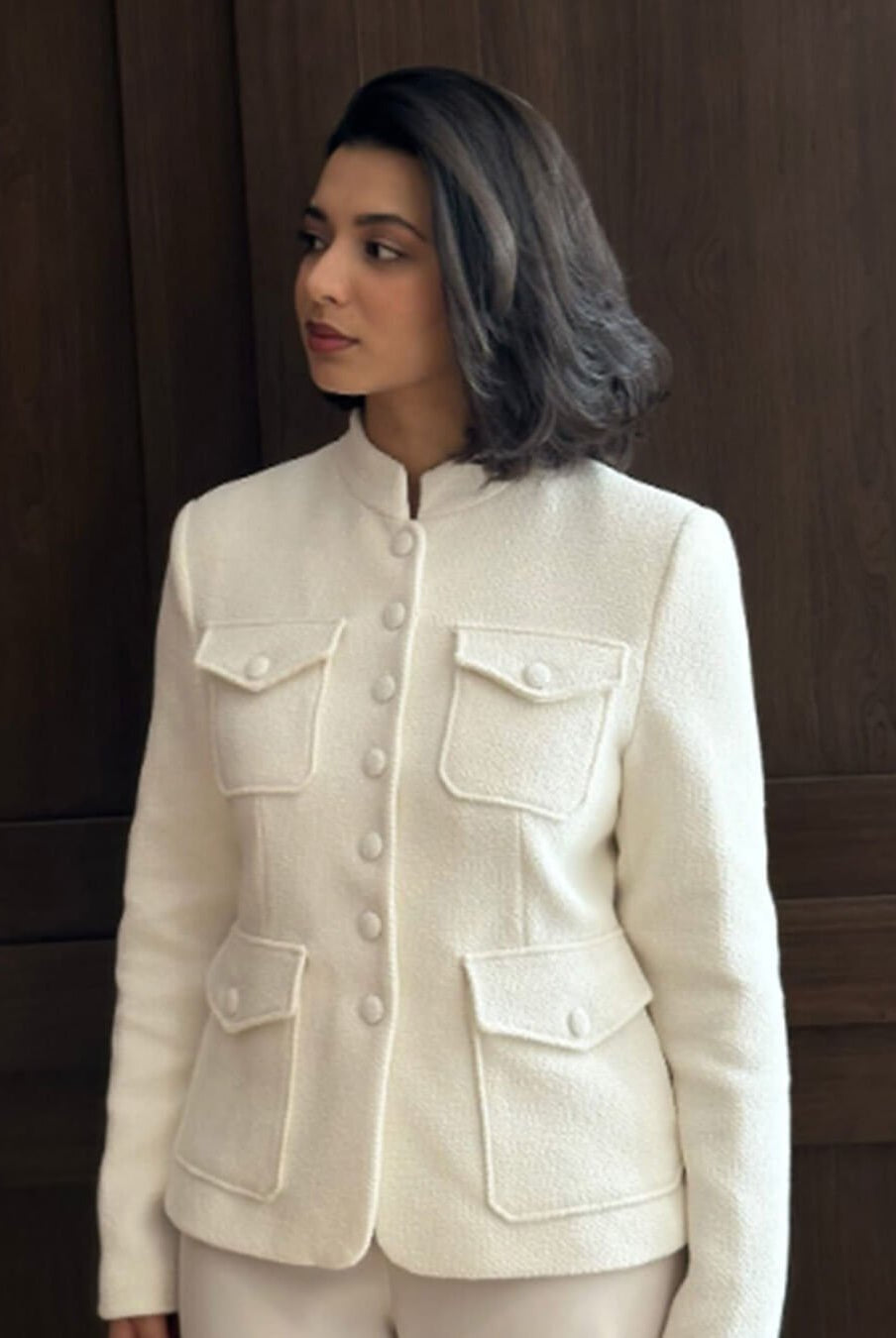 ZEYA - Anna Stand Collar Flap Pockets Blazer