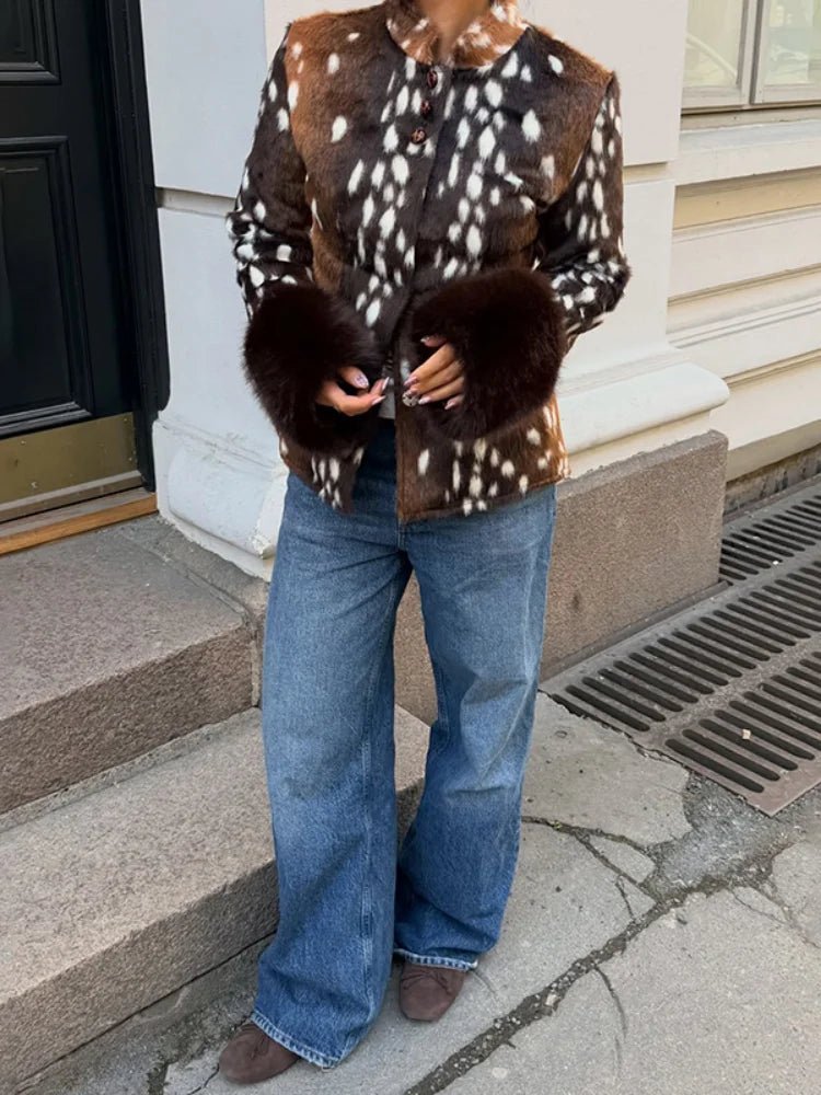 ZEYA - Anne Contrast Cuff Faux Fur Jacket