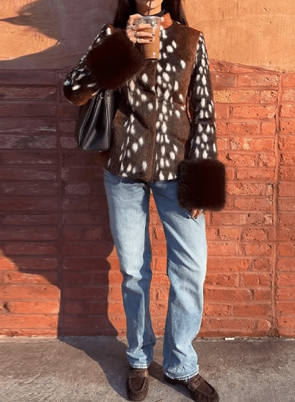 ZEYA - Anne Contrast Cuff Faux Fur Jacket