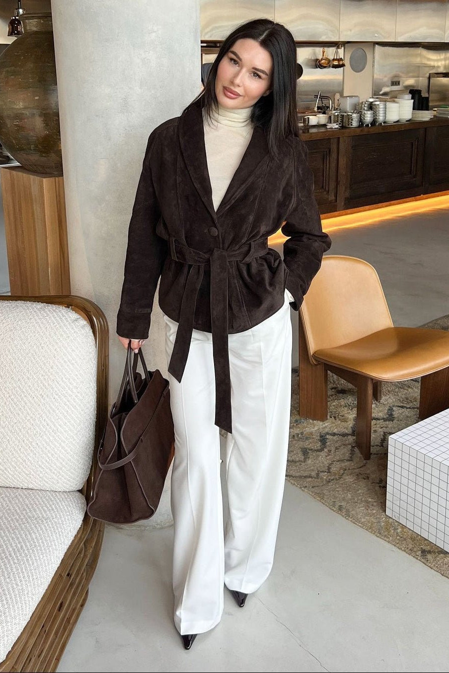 ZEYA - Annie Belted Suede Trench Coat