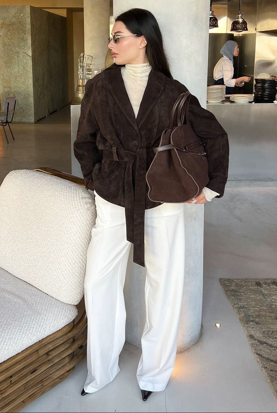 ZEYA - Annie Belted Suede Trench Coat