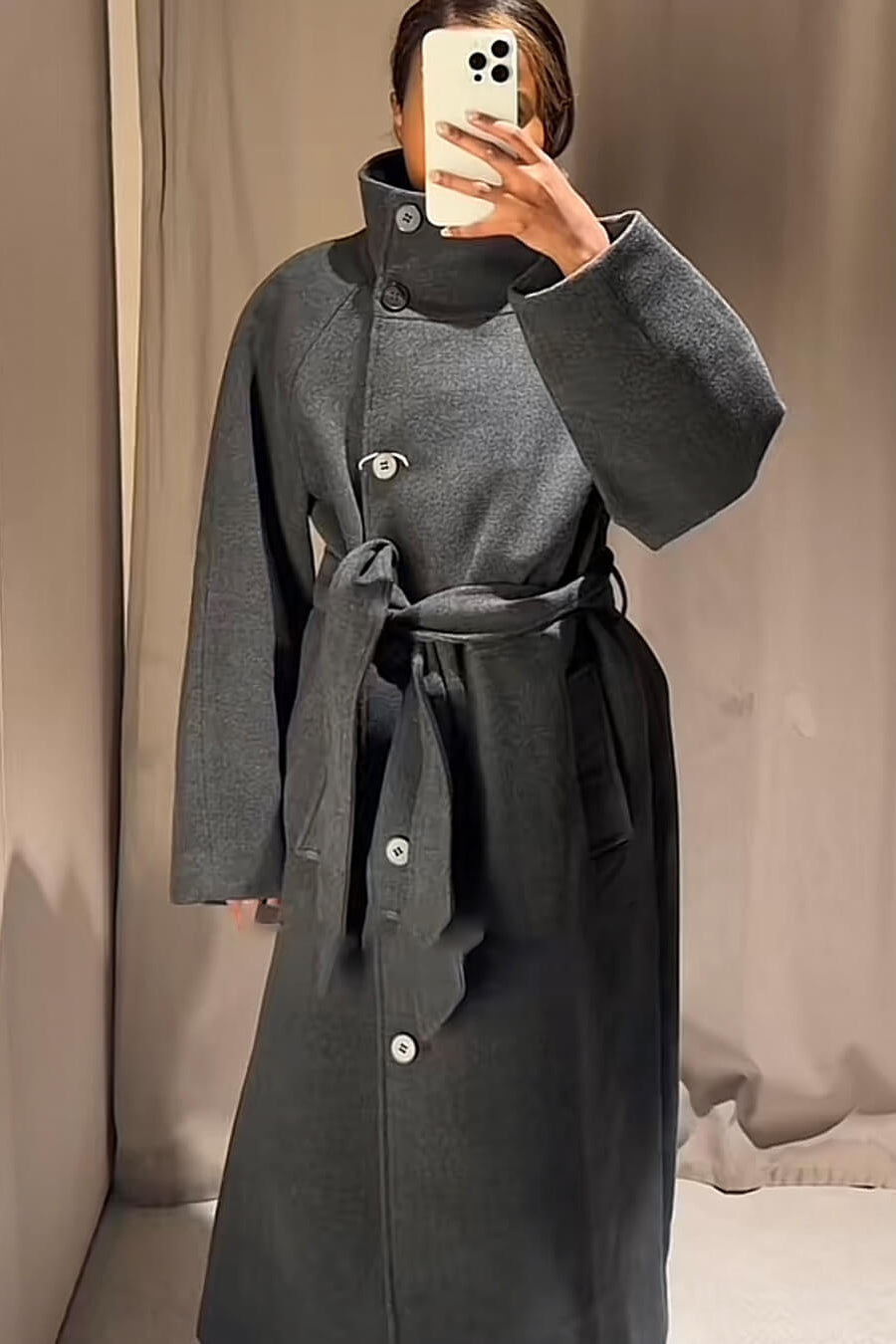 ZEYA - Arielle High Collar Long Belted Coat