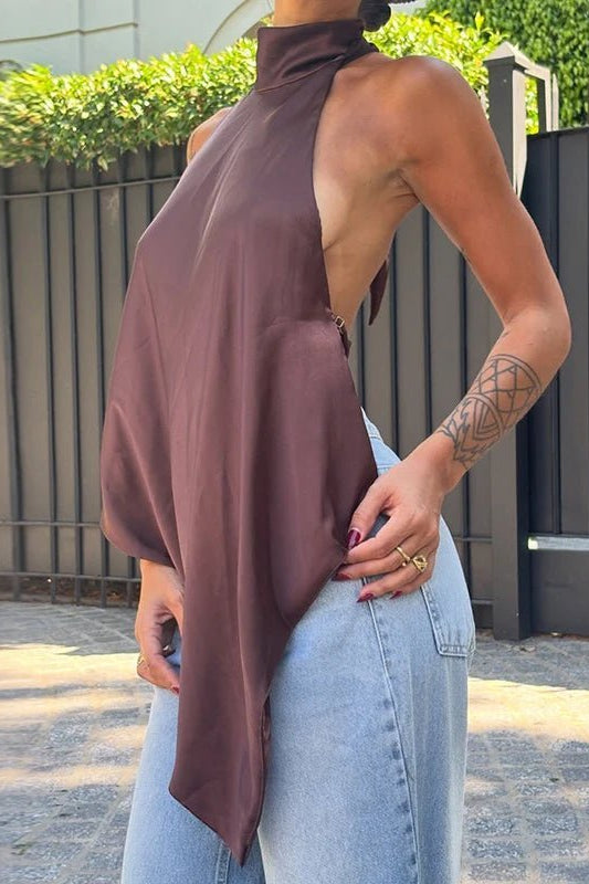 ZEYA - Ava Backless Halter Silk Top