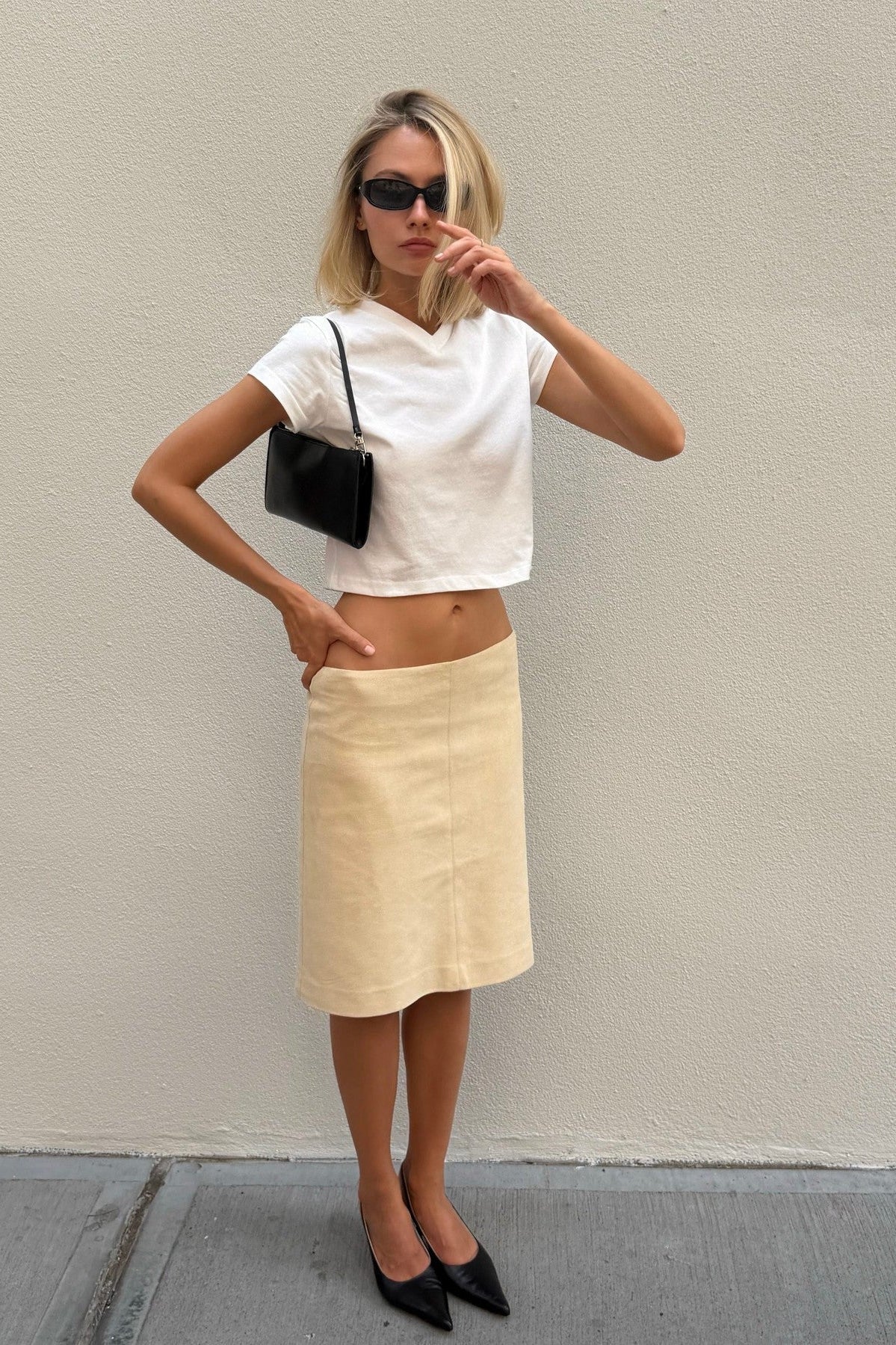 ZEYA - Ava Velvet Low-Waist Midi Skirt