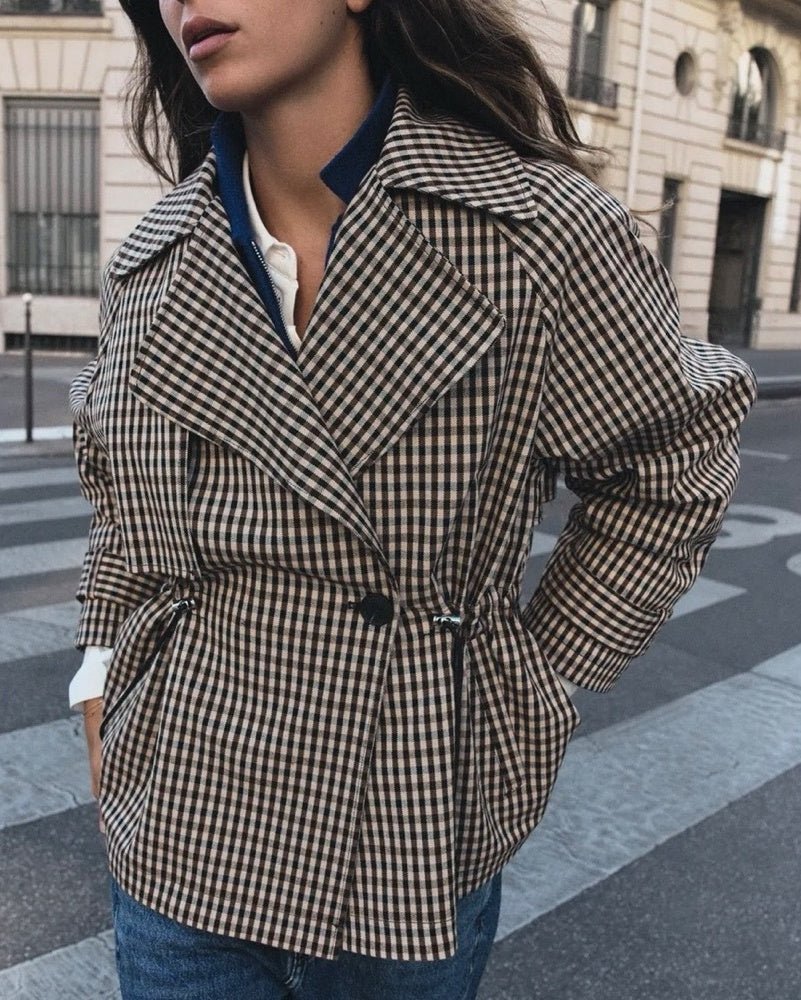 ZEYA - Billie Drawstring Gingham Short Trench