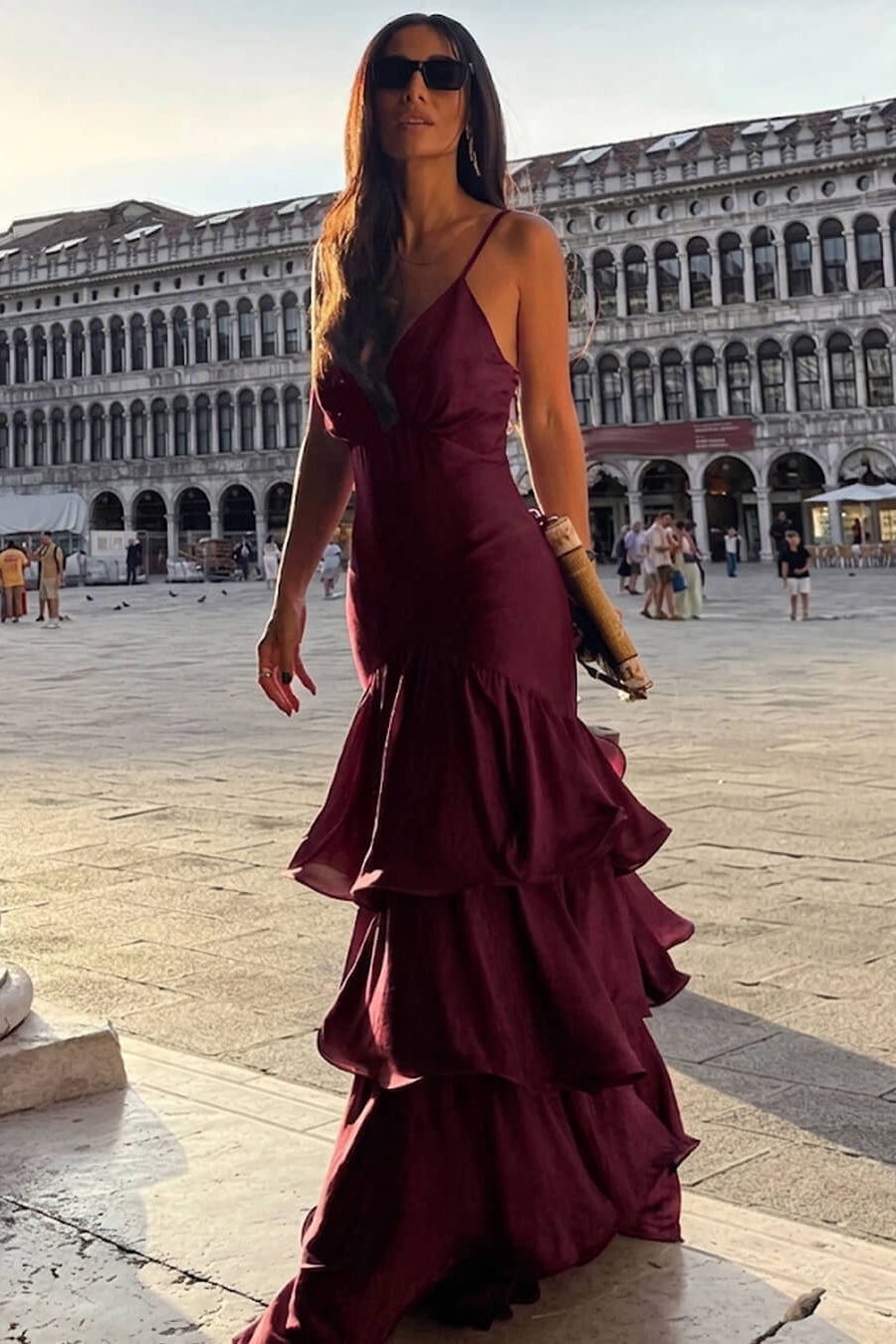 ZEYA - Blaire Ruffled Sling Evening Dress
