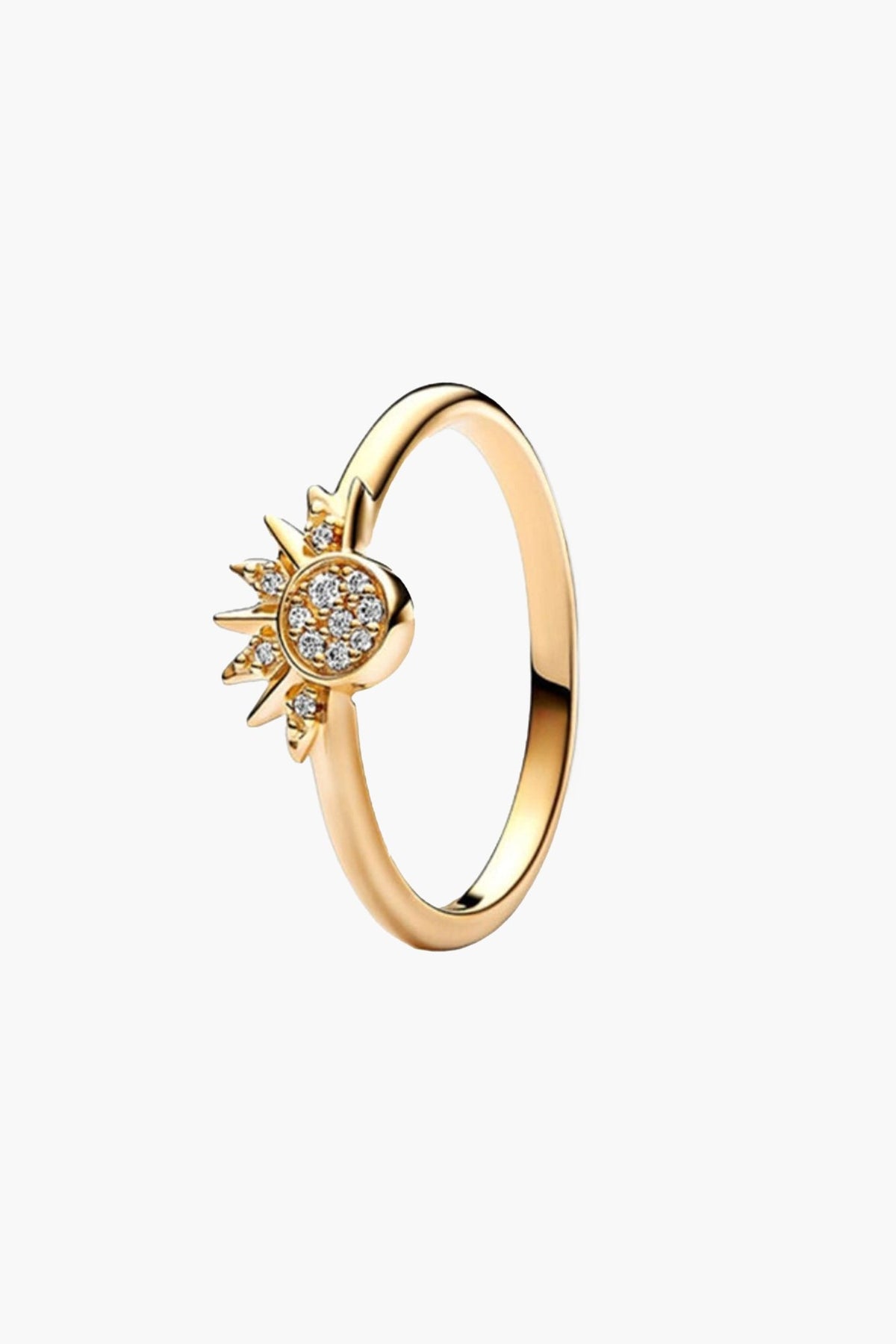ZEYA - Brietta Celestial Sun & Moon Ring Set - Hand - Finished 14k Gold - Plated Stackable Jewelry