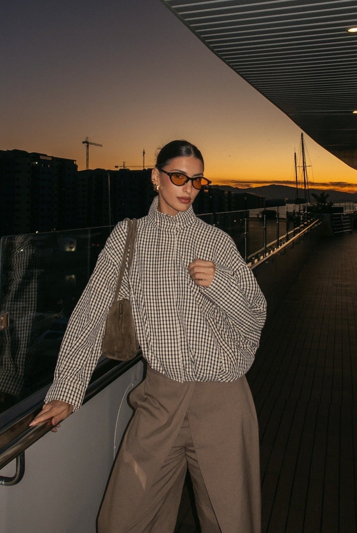 ZEYA - Christina Plaid Funnel Neck Jacket