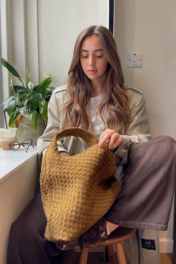 ZEYA - Clara Woven Faux Suede Tote Bag