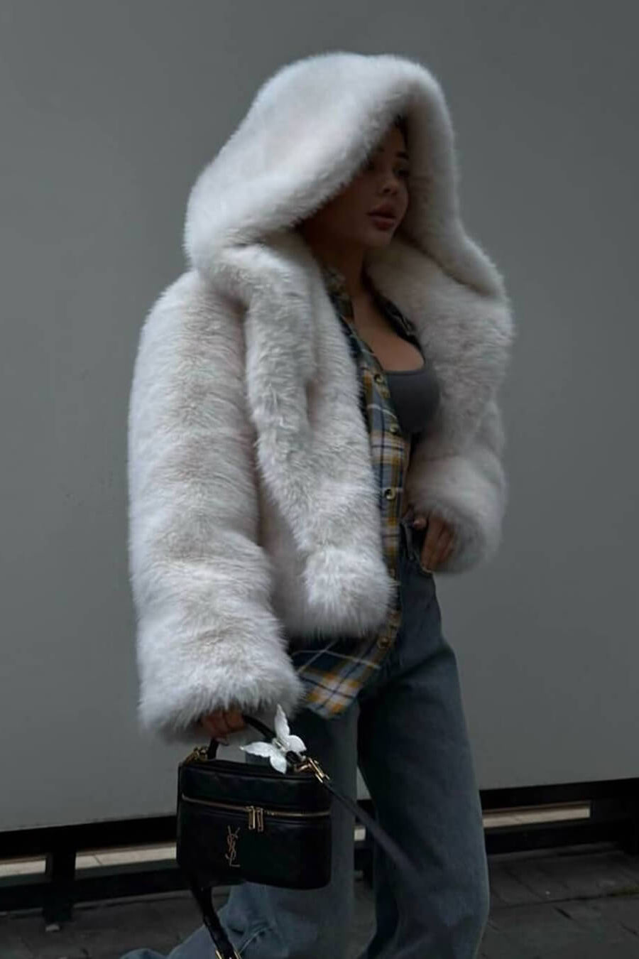 ZEYA - Claudine Hooded Short Faux Fur Coat