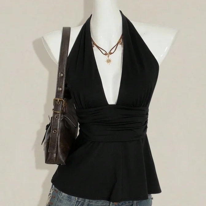 ZEYA - Clementine Polka Dot Halter Peplum Camisole