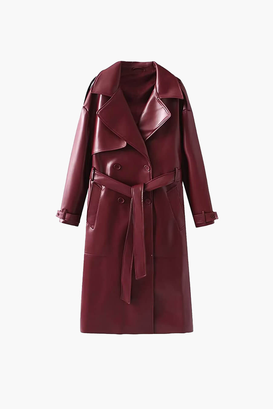 ZEYA - Connie Faux Leather Maxi Trench Coat