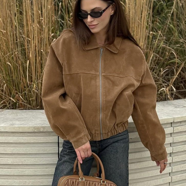 ZEYA - Daniela Suede Zip-Up Bomber Jacket