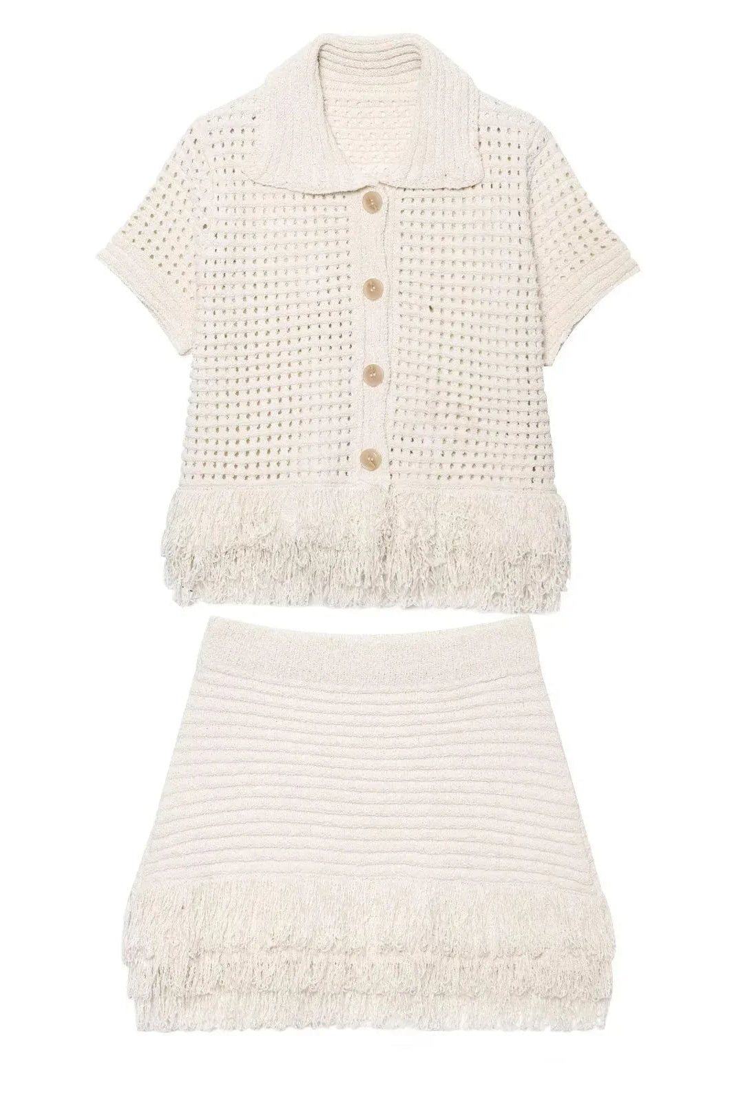 ZEYA - Demetra Knitted Tassel Skirt Set
