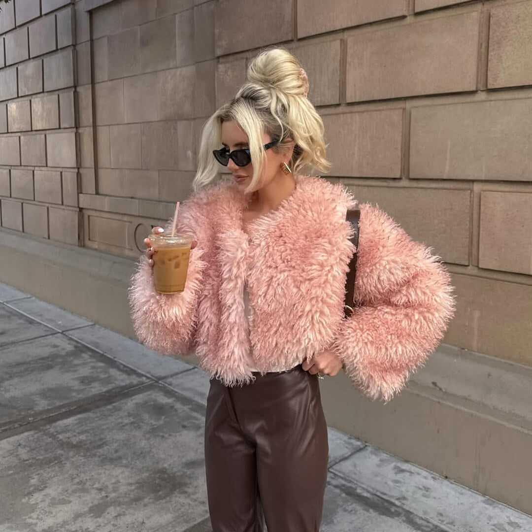 ZEYA - Diana Fluffy Cropped Faux Fur Coat