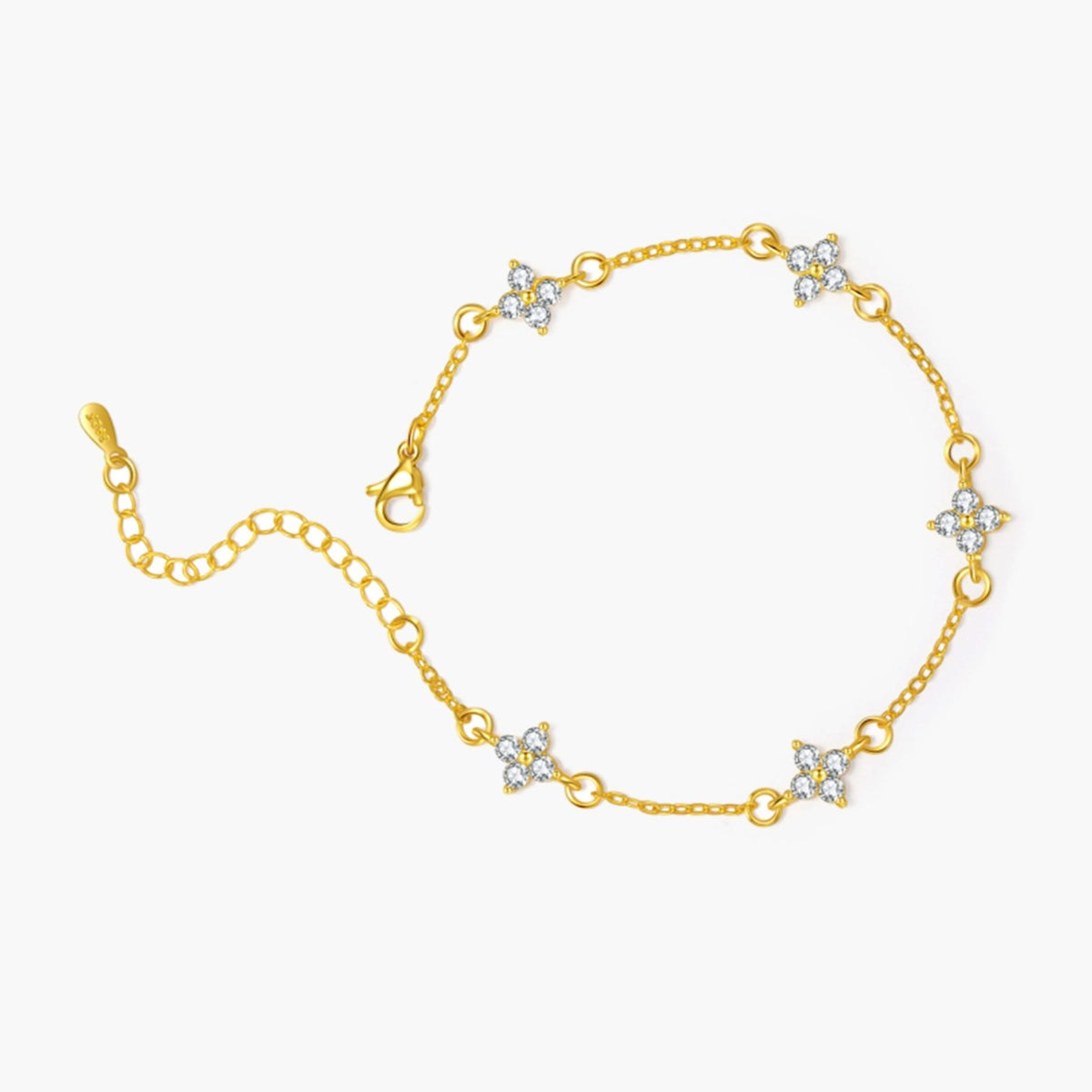 ZEYA - Dina Rhinestone Flower Chain Bracelet