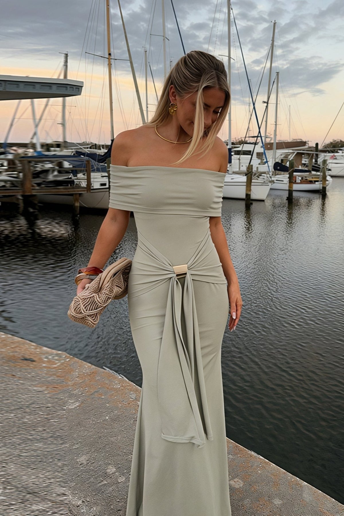 ZEYA - Ellie Off-Shoulder Bodycon Maxi Dress