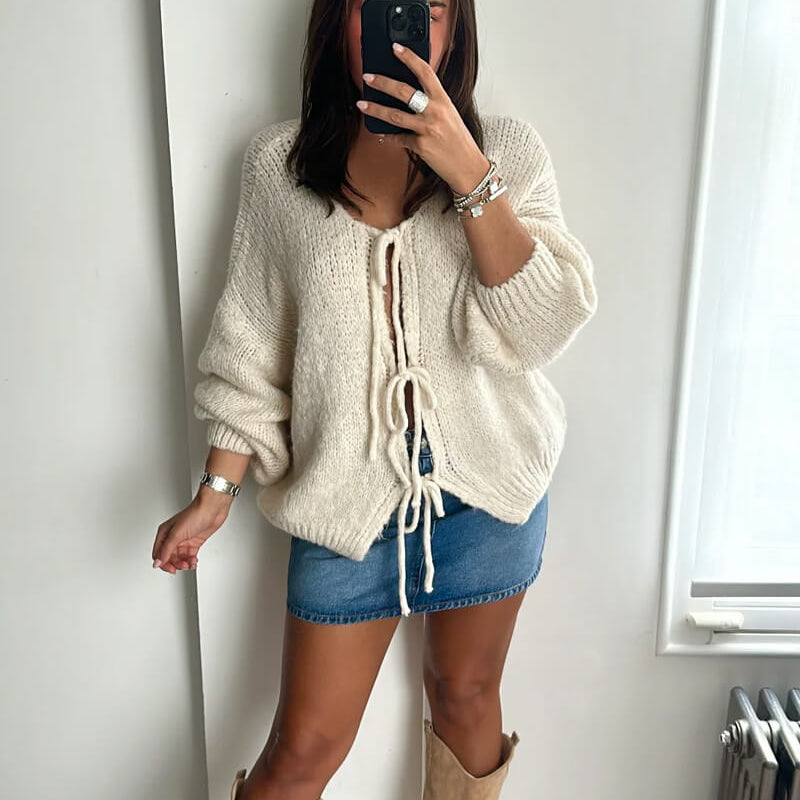 ZEYA - Emma Knit Cardigan with Bow Design