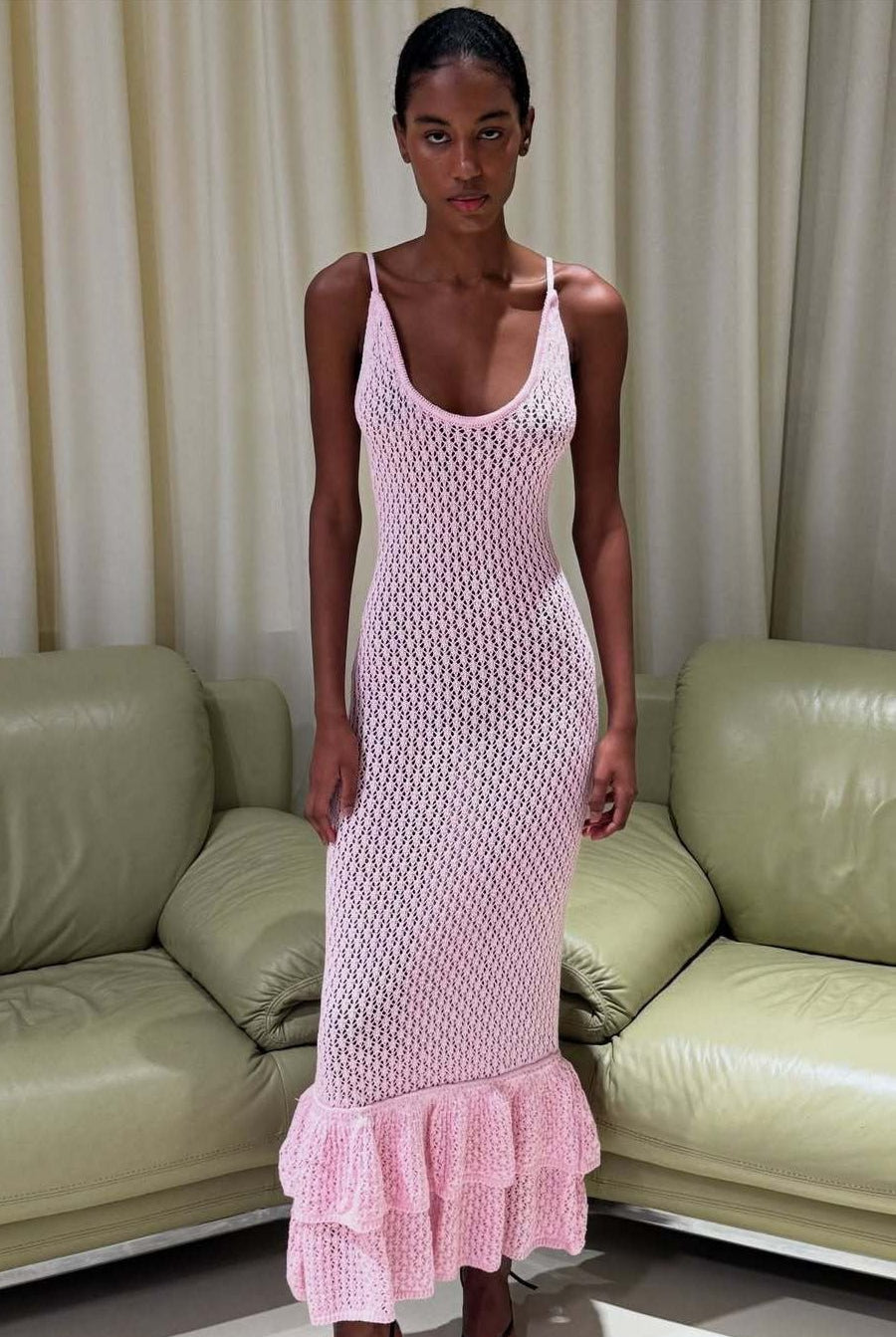 ZEYA - Eris Knit Ruffle Maxi Dress