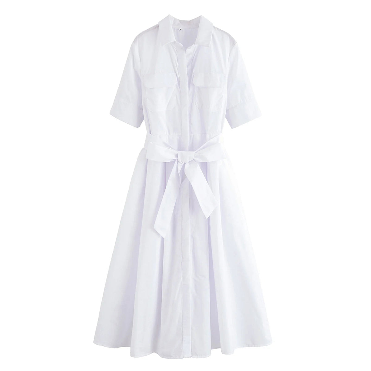 ZEYA - Evita Belted Shirt Midi Dress