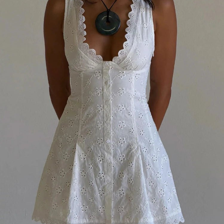 ZEYA - Farrah Neck Button - Down Mini Dress