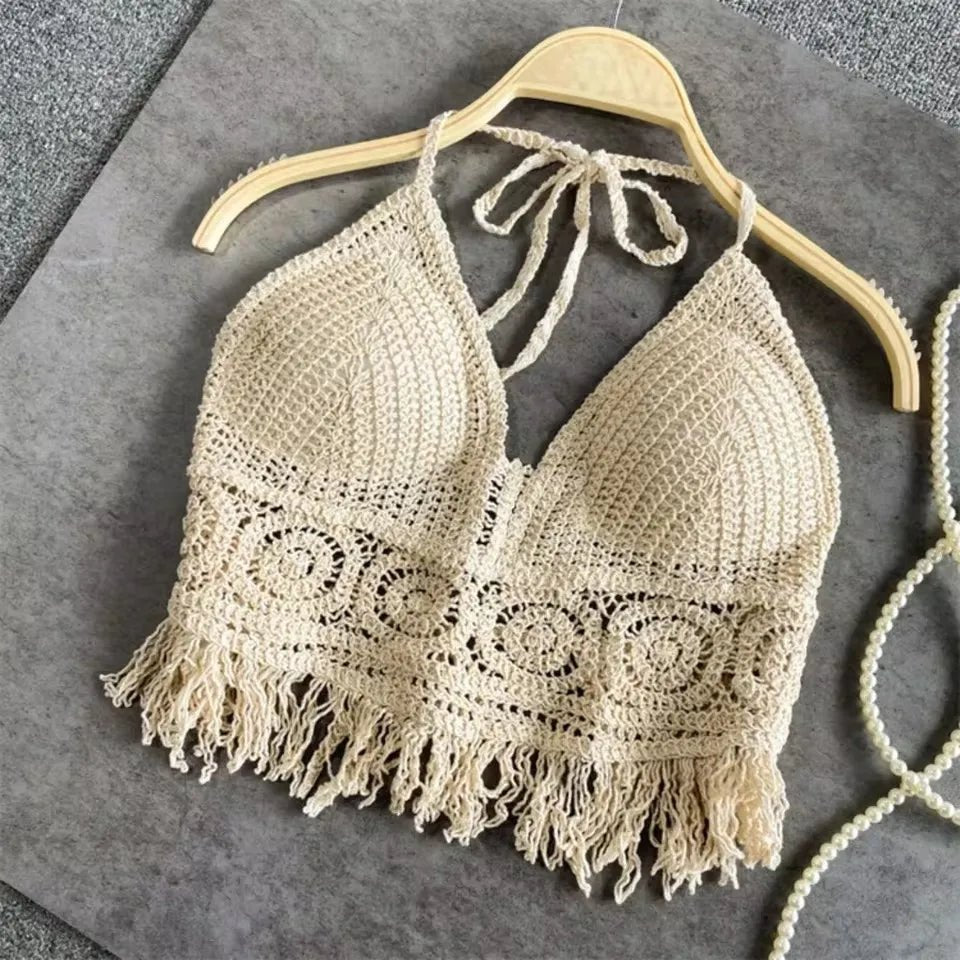 ZEYA - Felicia Boho Crochet Halter Crop Top