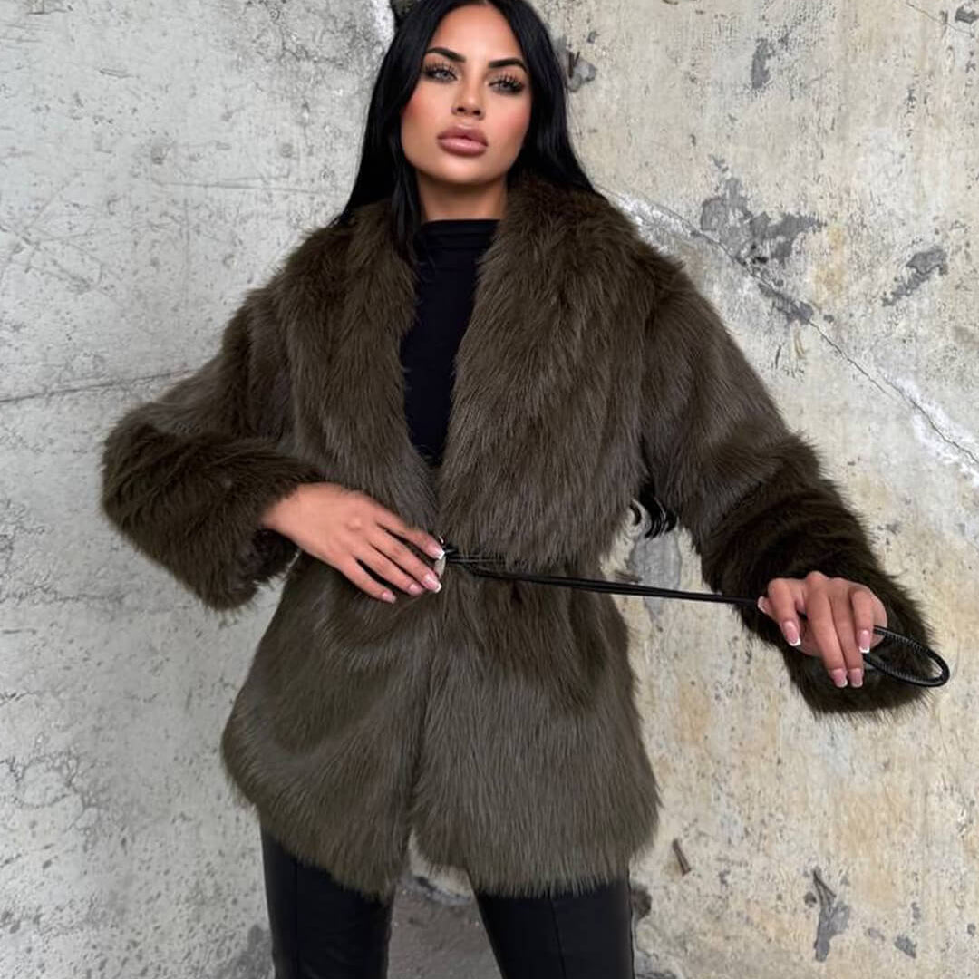 ZEYA - Feliz Faux Fur Coat with Belt