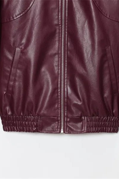 ZEYA - Florence Faux Leather Bomber Jacket
