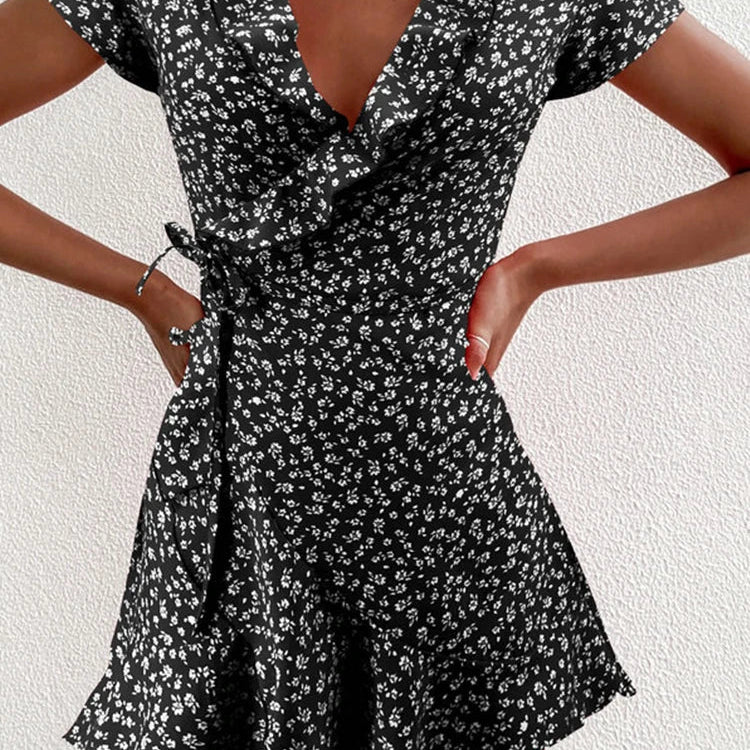 ZEYA - Gabrielle Floral V - Neck A - Line Mini Dress
