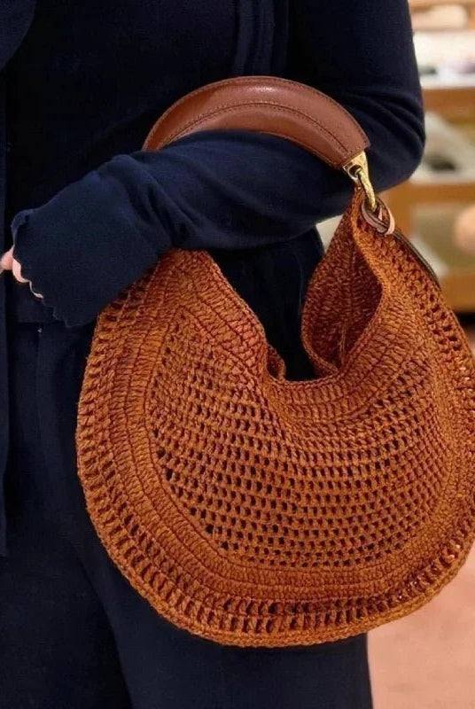 ZEYA - Geneva Crescent Woven Leather Bag