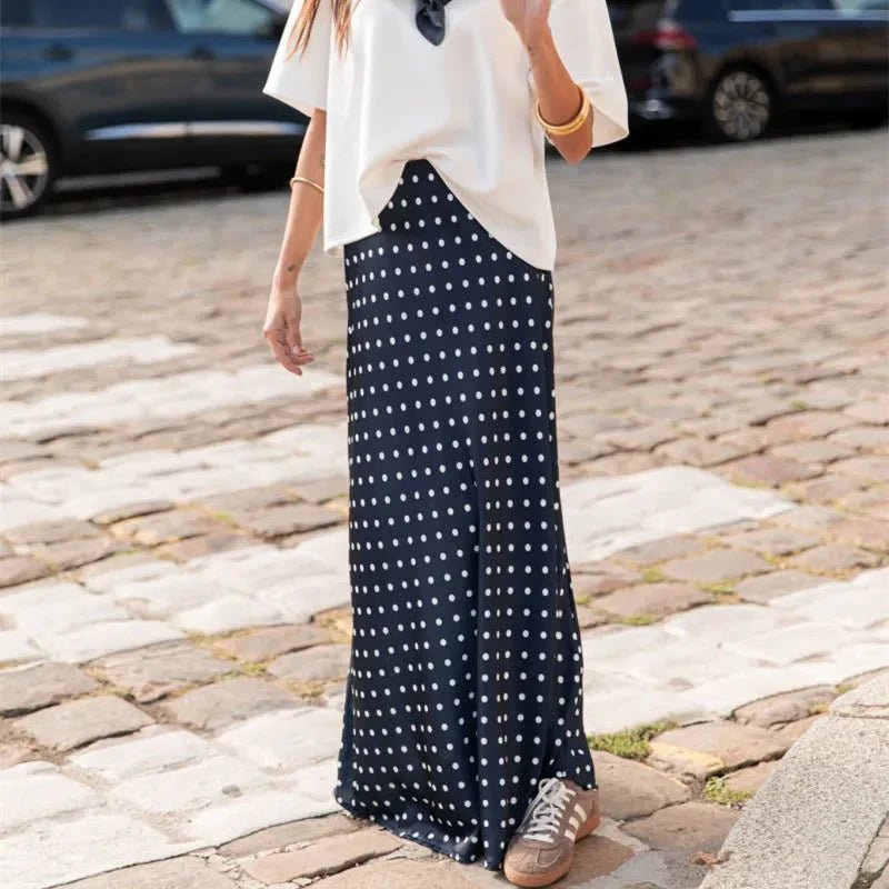 ZEYA - Halia Polka Dot Satin Maxi Skirt
