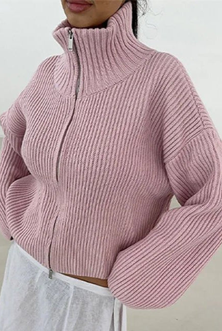 ZEYA - Hanna High Neck Zip-Up Cardigan