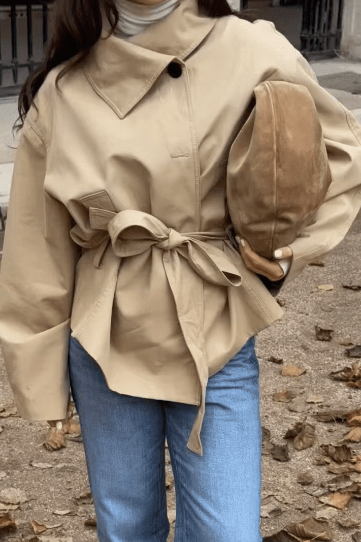 ZEYA - Helena Asymmetric Belted Trench Coat