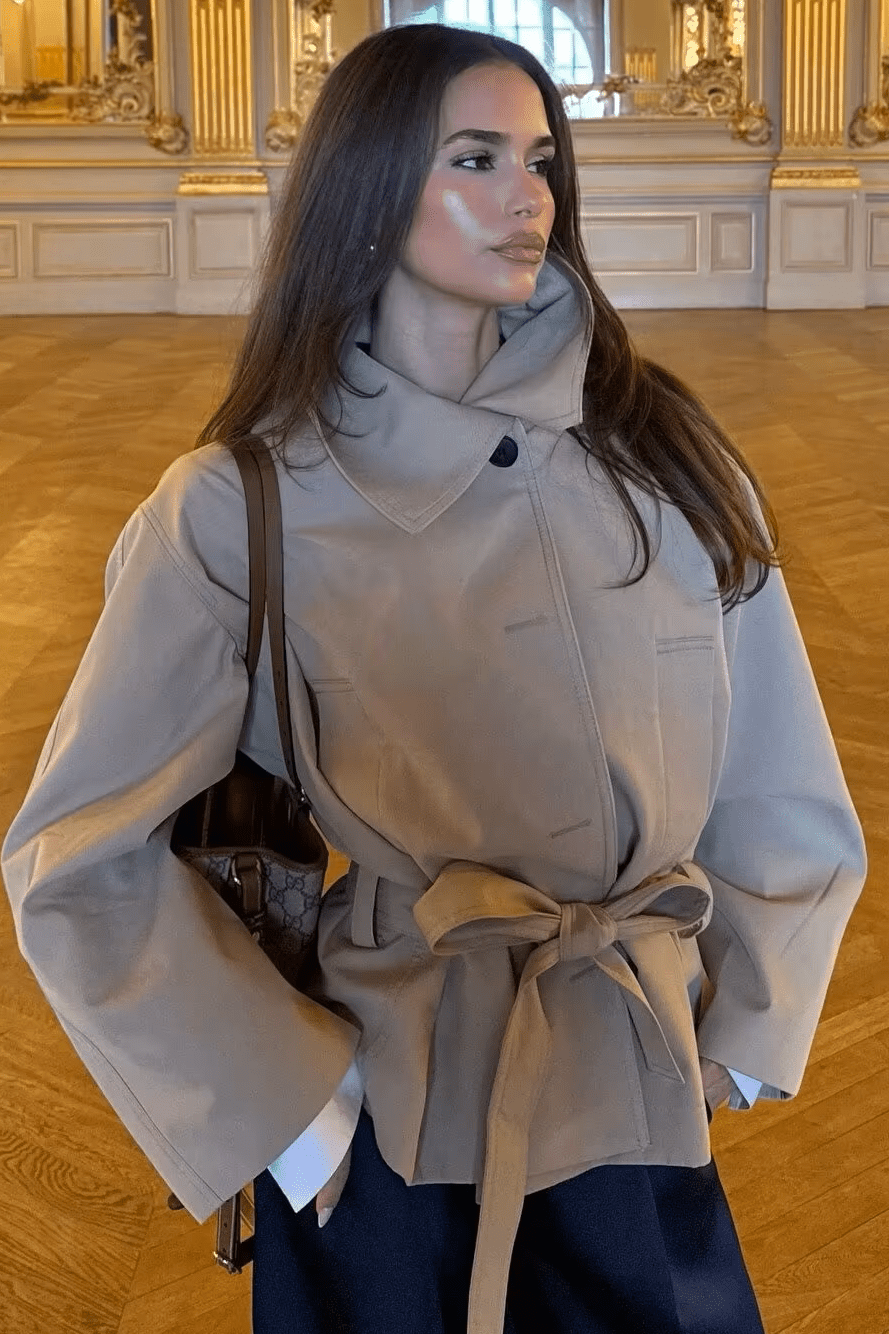 ZEYA - Helena Asymmetric Belted Trench Coat
