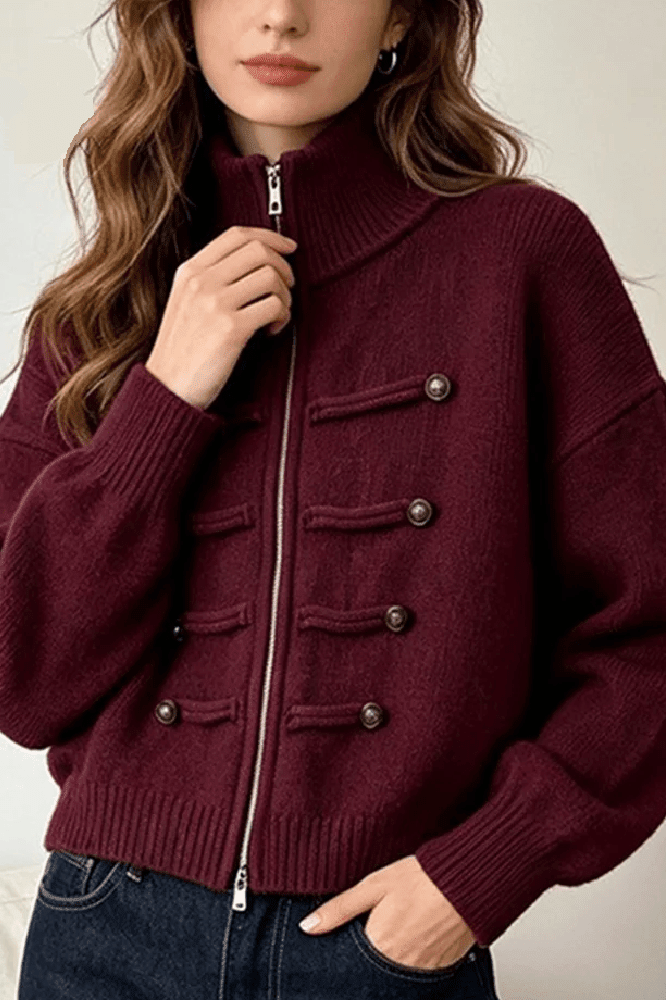 ZEYA - Helena Turtleneck Zip Knit Cardigan