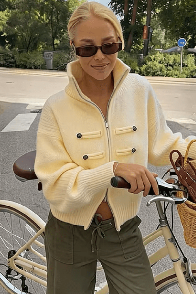 ZEYA - Helena Turtleneck Zip Knit Cardigan