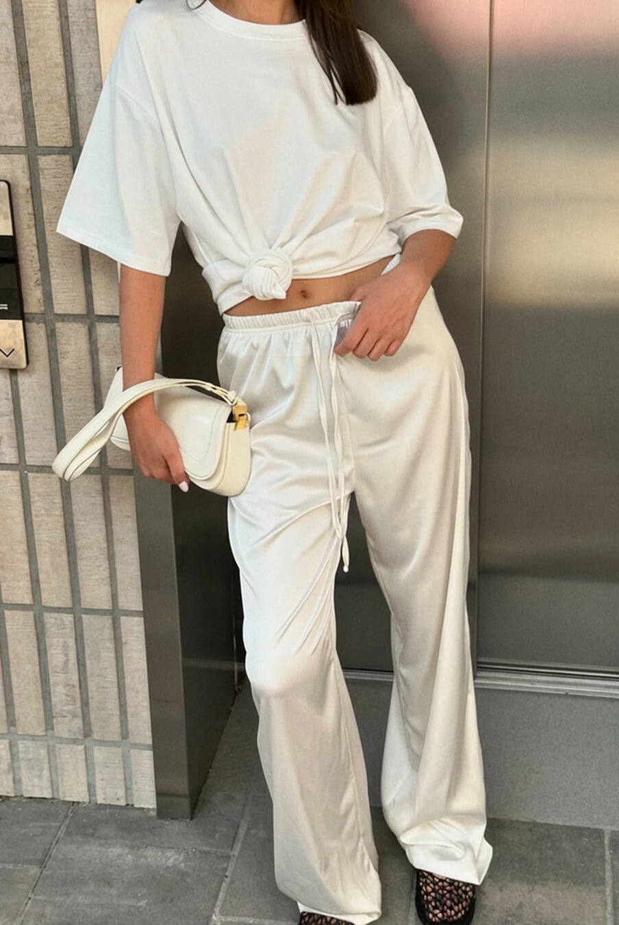 ZEYA - Henna High Waist Satin Wide Leg Trousers